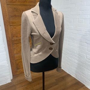 Anthropologie sweater blazer tan small cropped